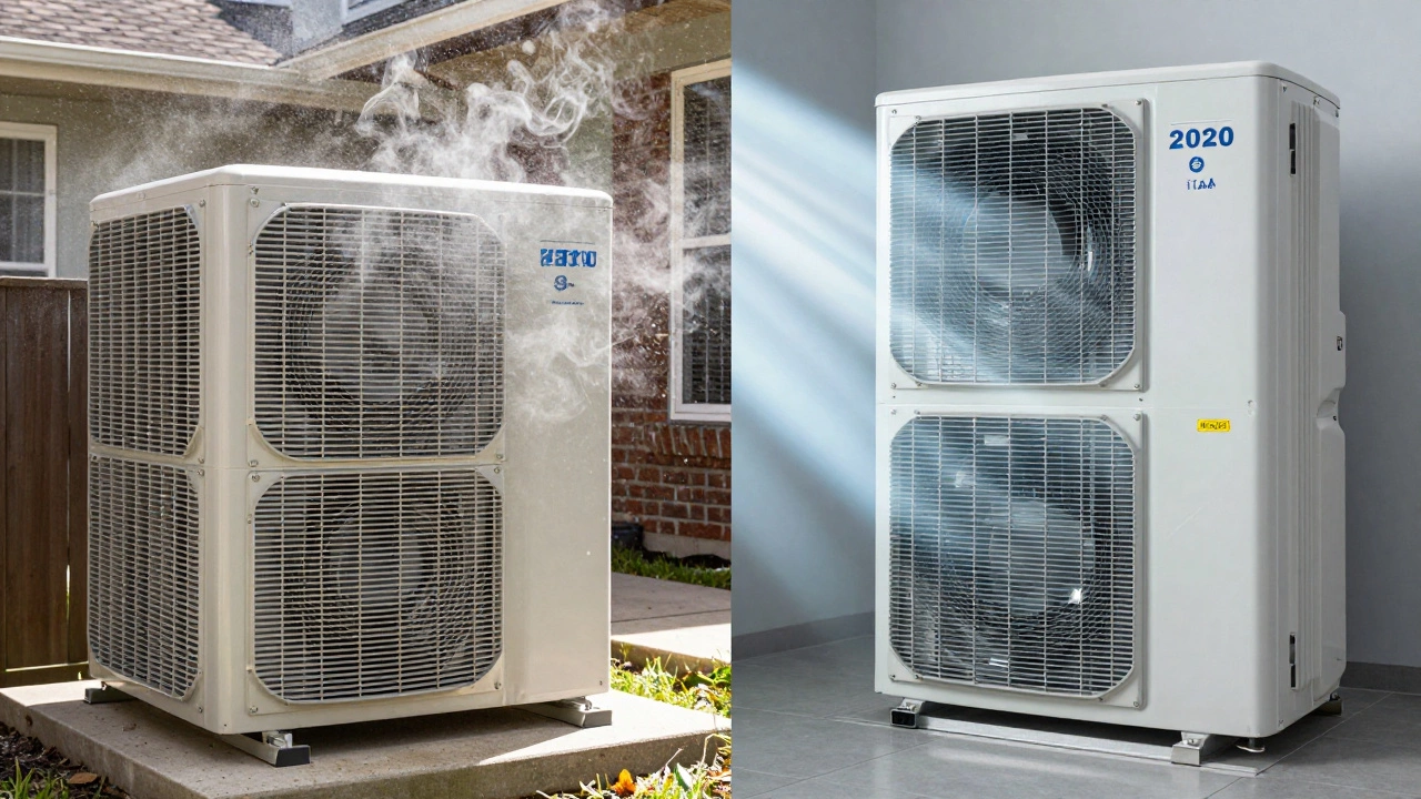 Side-by-side comparison of air quality: hazy vs. clear air with MERV 8 and MERV 13 filters.