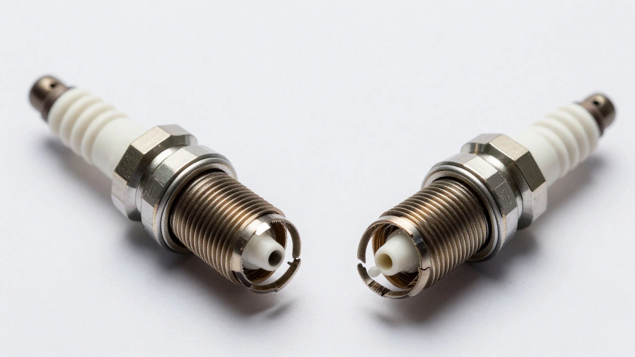Comparison of healthy vs damaged spark plug electrodes