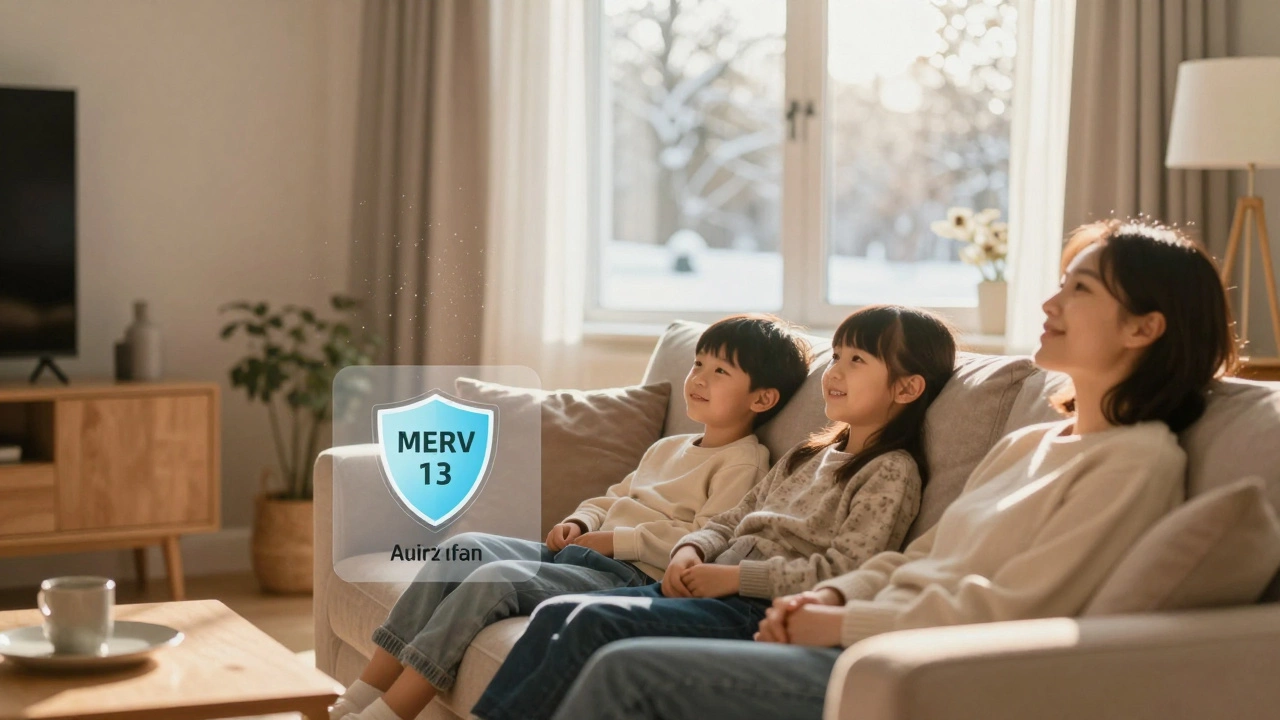 Family relaxing in a clean, healthy home environment protected by advanced air filtration