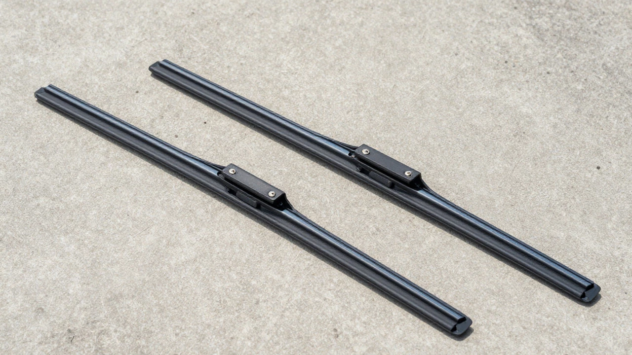 Long and short wiper blades showing size difference