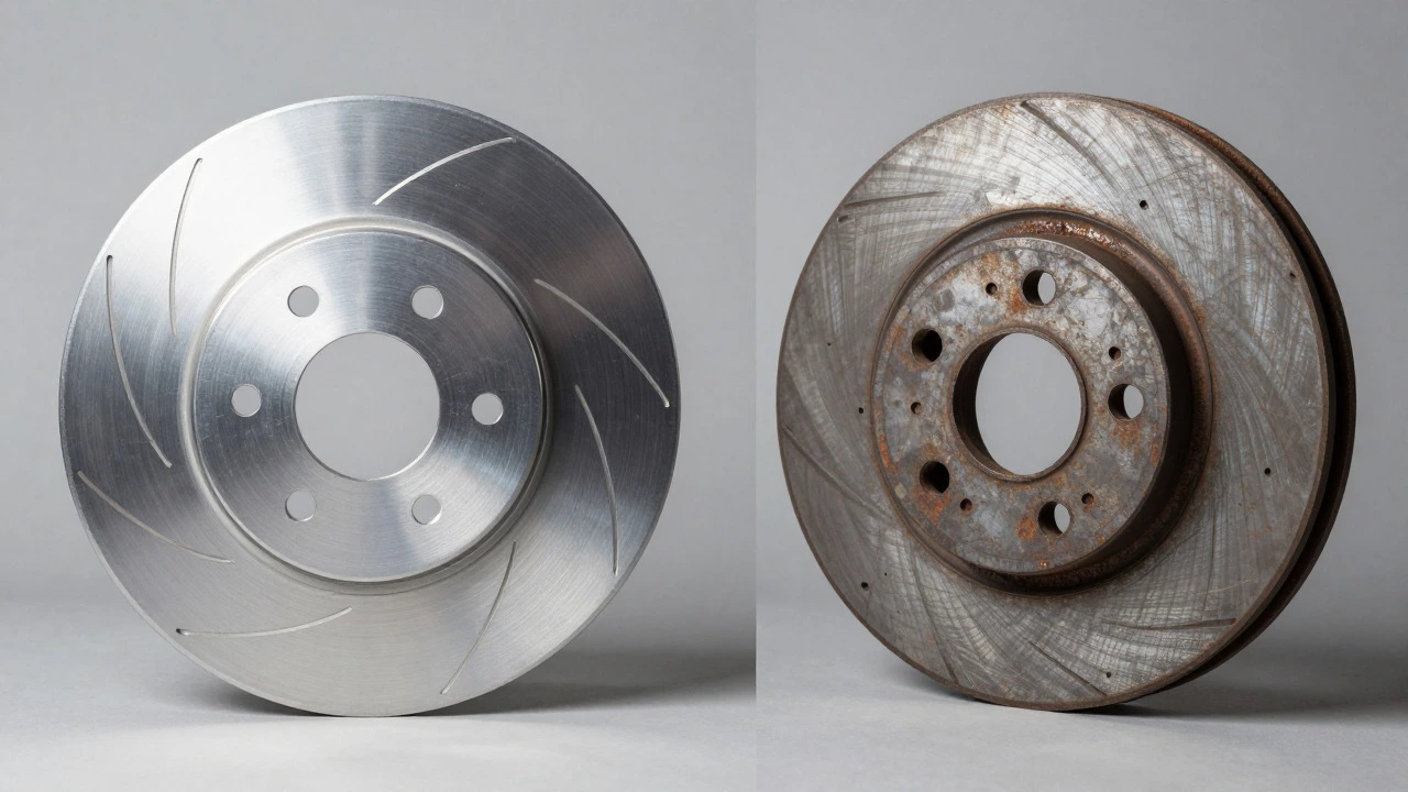 Comparison of a new smooth rotor and an old warped one