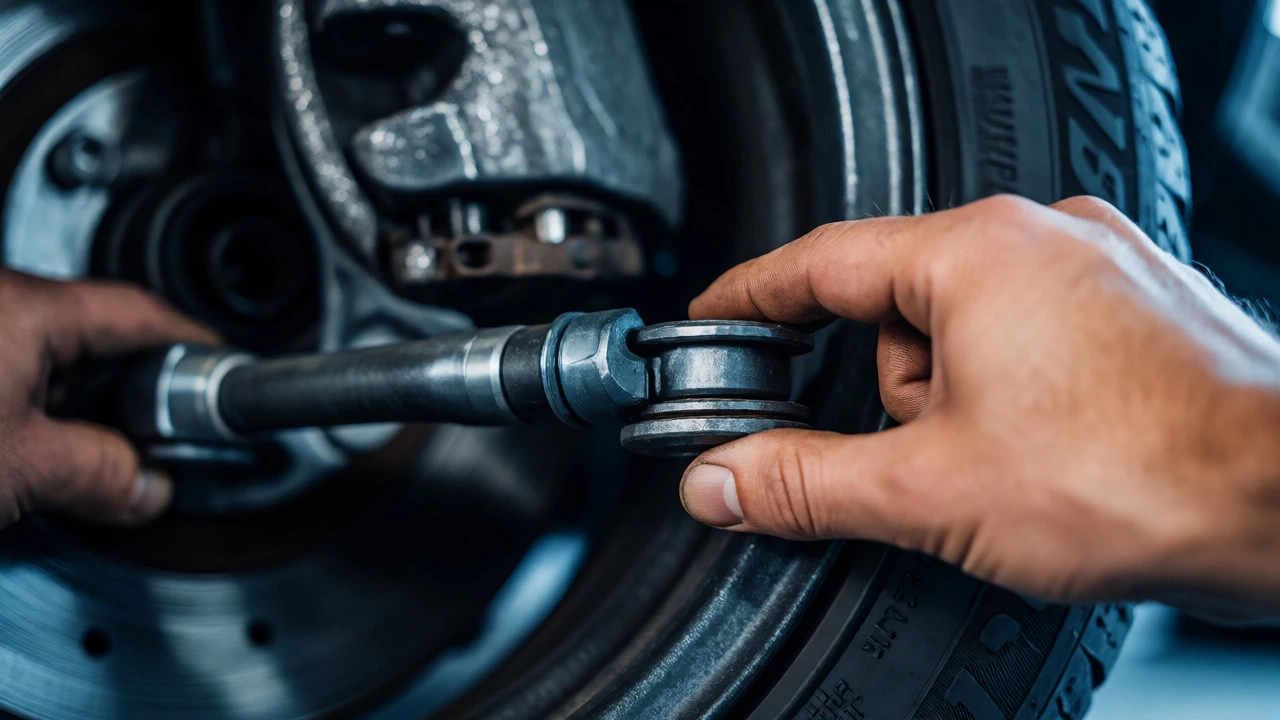 Hand checking tire play to diagnose tie rod or ball joint wear